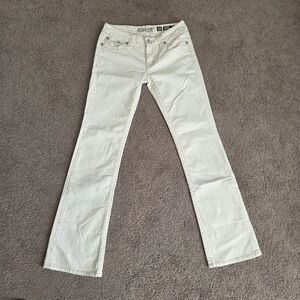 Miss Me Irene White Boot Cut Jeans Size 30 Denim Embroidered Button Pocket